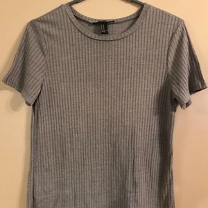 FOREVER21 Gray ribbed t shirt